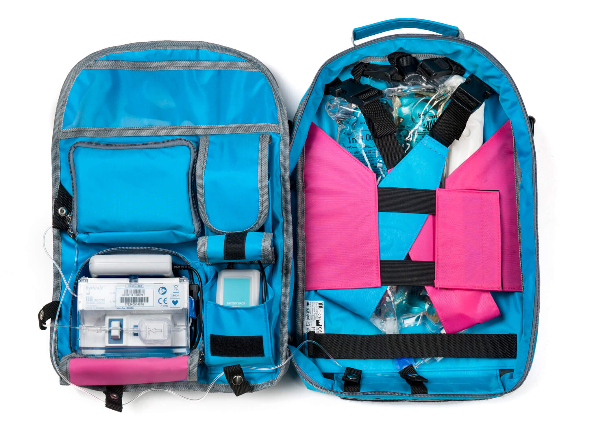 Open Rucksack Inside Blue rucksack 3L for 2 Pumps - Inspiration Healthcare