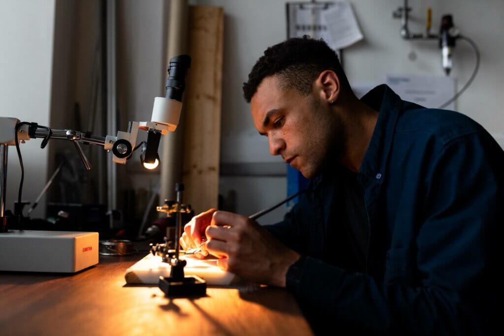 engineer-using a soldering iron